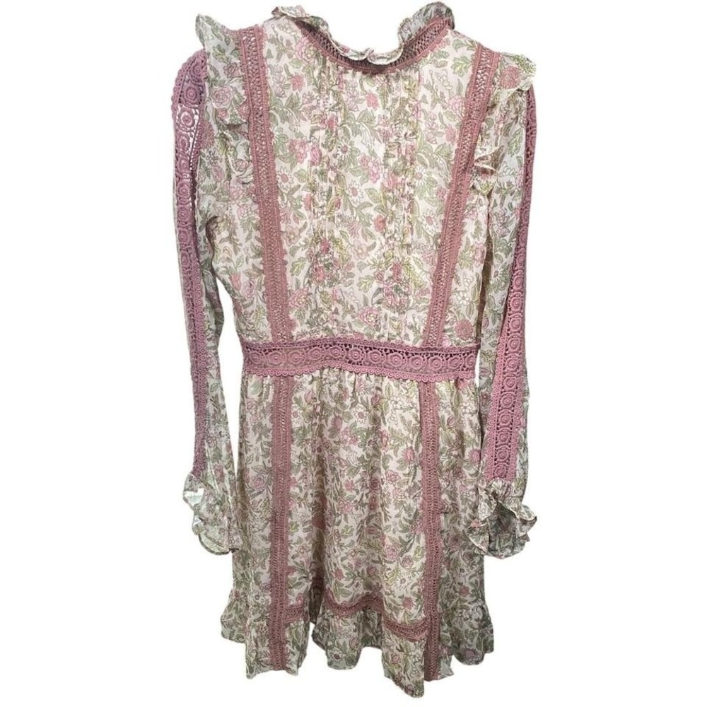 Topshop NWT Floral Lace Trim Long Sleeve Mini Dress Size US 2